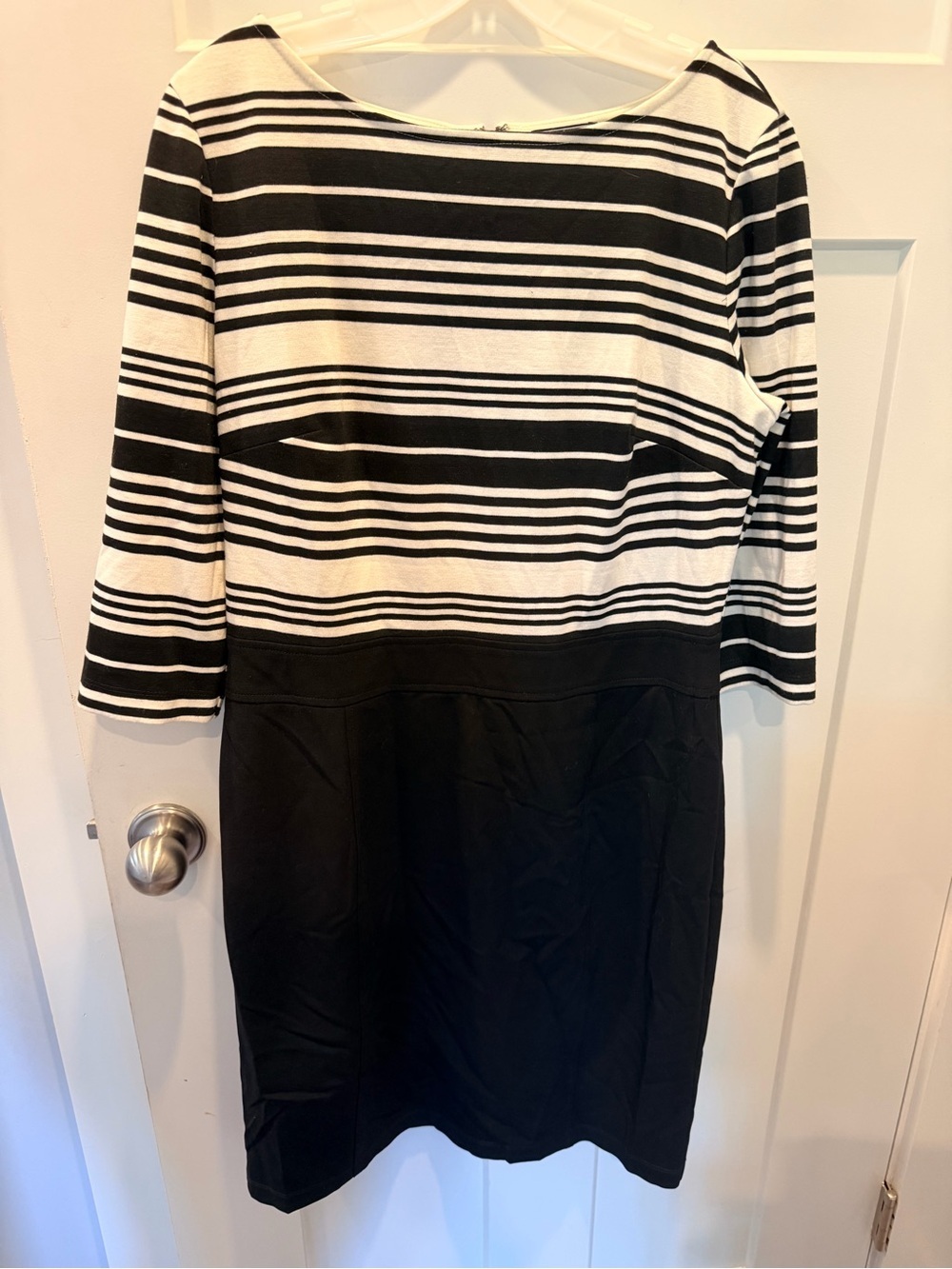 american living black and white dress Size 14 Striped Sheath Career Office Dress Floral dress